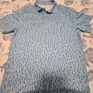 Vineyard Vines Shirt Mens Large Performance Polo - Blue Sailboat-  Free Shipping
